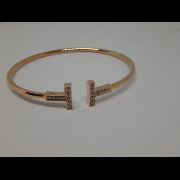Tiffany T bracelet Rose Gold with diamonds - Picture 3 of 5